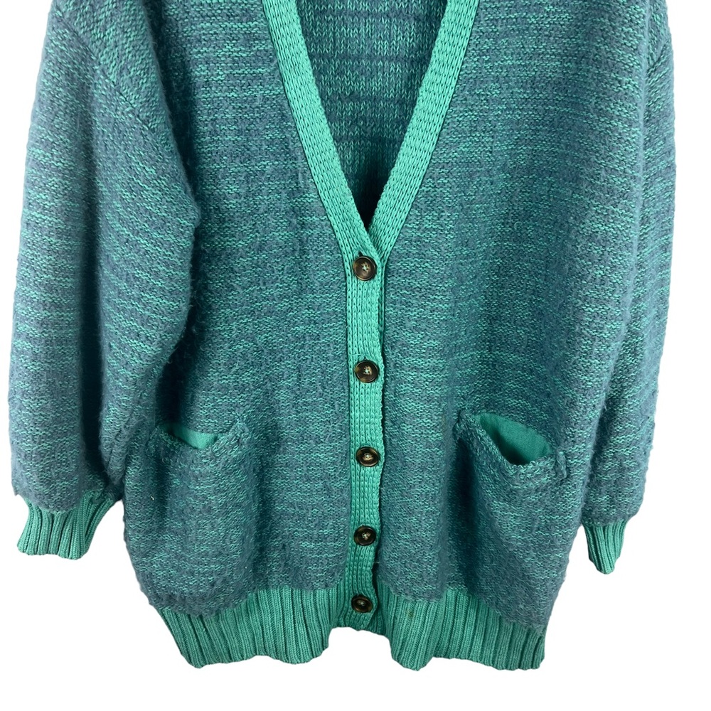 Free People Snow Drop Cardigan Slouchy Oversized Grandpa Sweater Size M Blue - Picture 6 of 15
